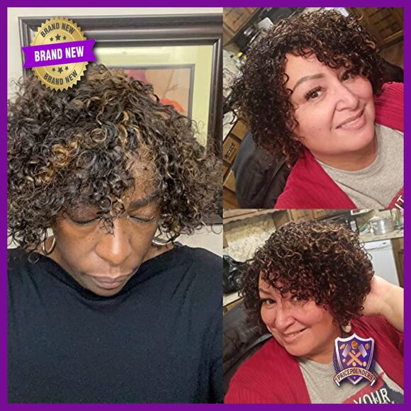 Short Curly Human Hair Wig, 8 Inch, Kinky Curl, Glueless Cap main image 4